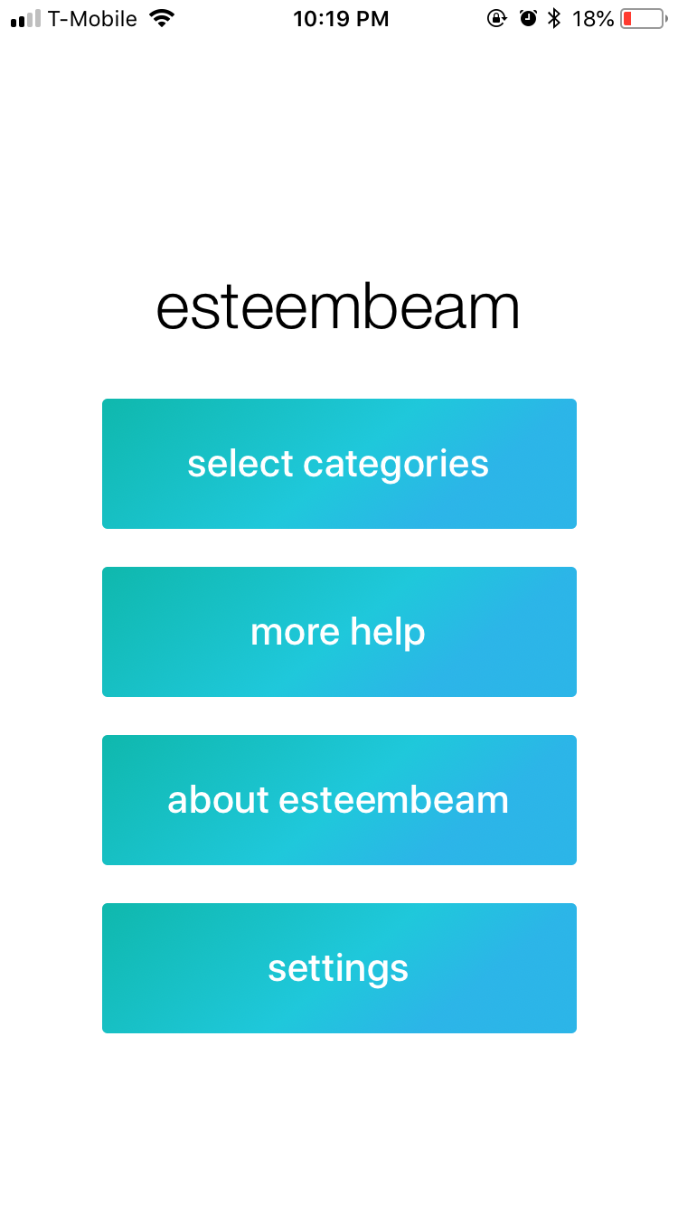 Image of the EsteemBeam homescreen