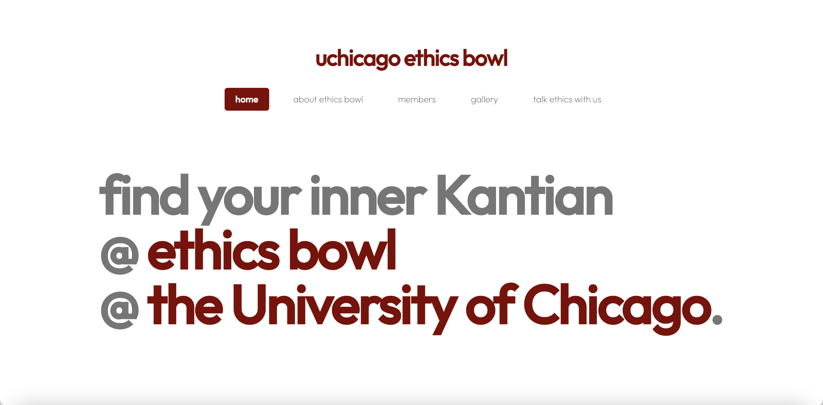 Screenshot of the Ethics Bowl site homepage